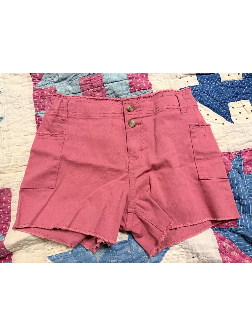 Lucky Brand Pink High Waist Short Utility Cargo Raw Hem Size Youth 10